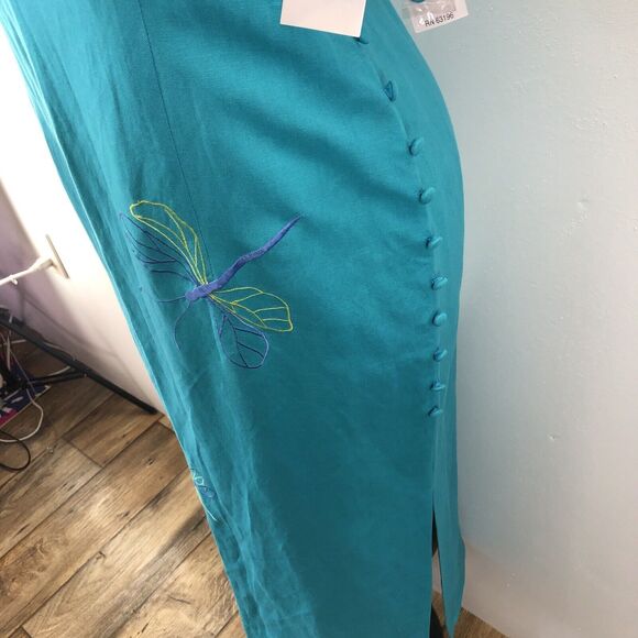 Donna Morgan Vintage Floral Embroidered Maxi Linen Dress Women’s 16 - Picture 6 of 16